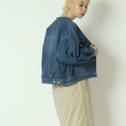 ノーカラーデニム ジャケット  62224000