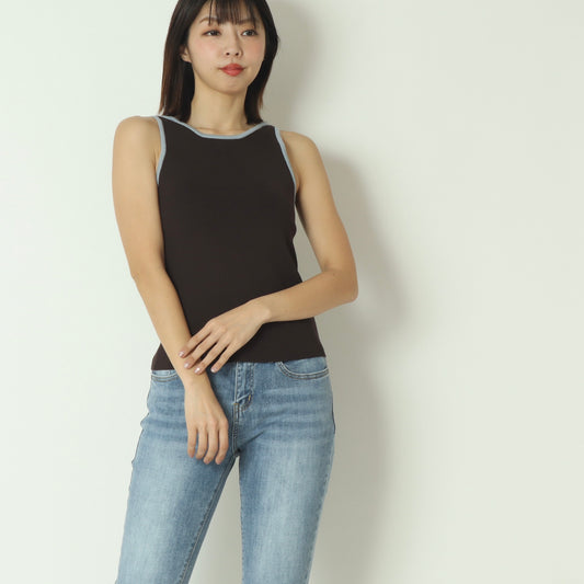 ノースリーブバッククロスニット　61225024