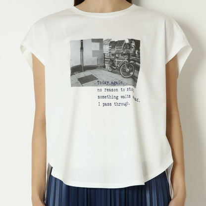スムースコットンフォトプリントフレンチTシャツ　61035065