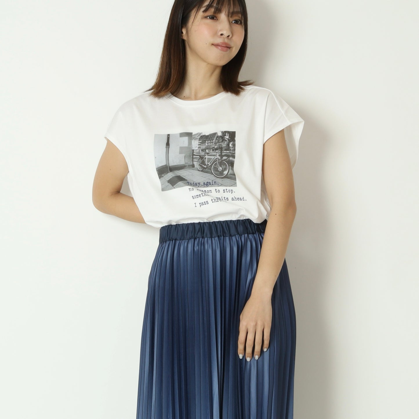 スムースコットンフォトプリントフレンチTシャツ　61035065