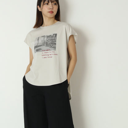 スムースコットンフォトプリントフレンチTシャツ　61035065