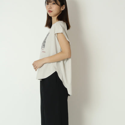 スムースコットンフォトプリントフレンチTシャツ　61035065