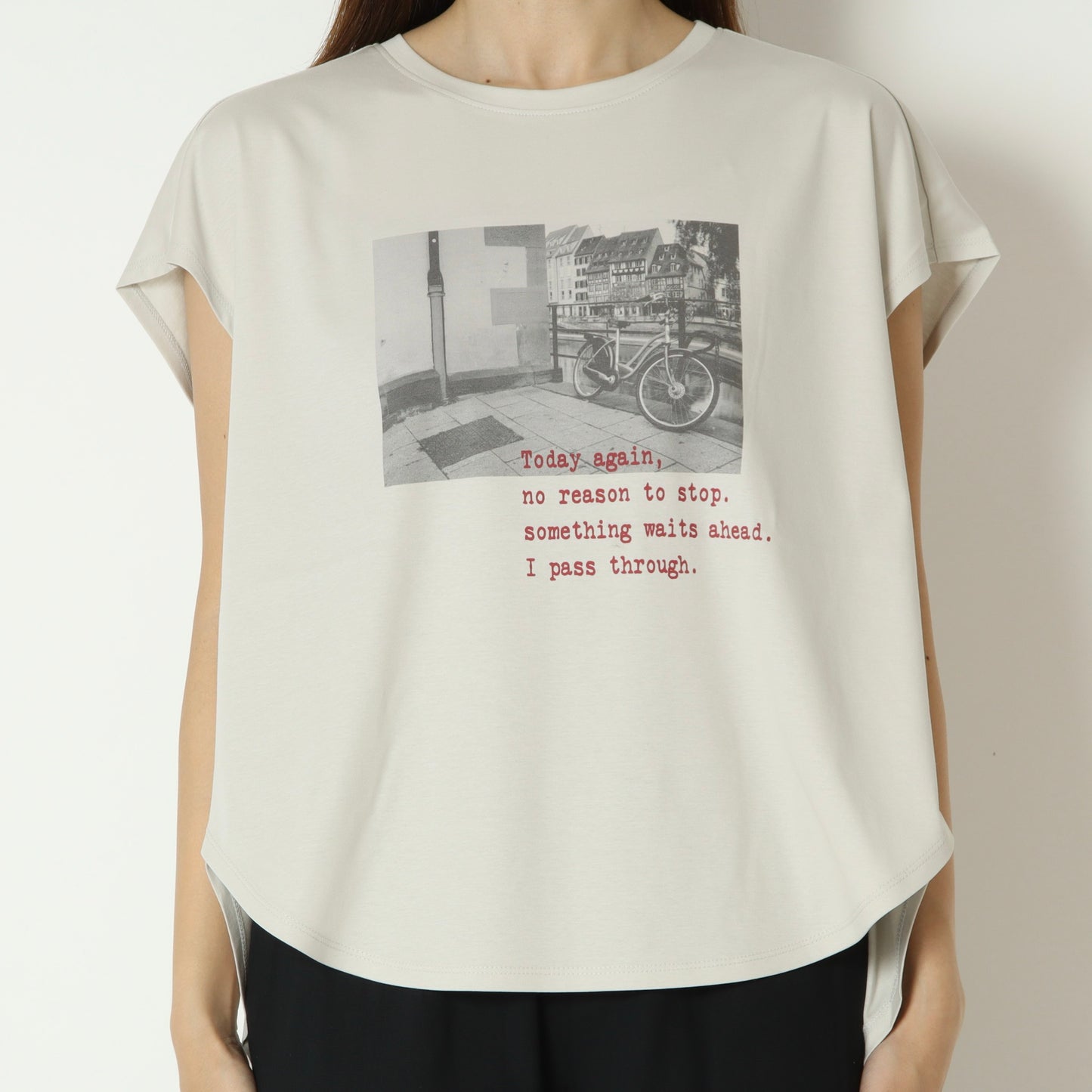 スムースコットンフォトプリントフレンチTシャツ　61035065