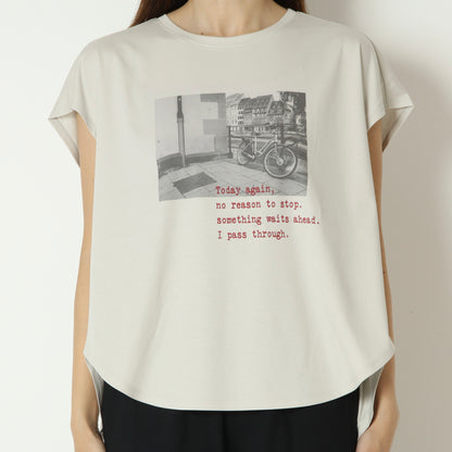 スムースコットンフォトプリントフレンチTシャツ　61035065