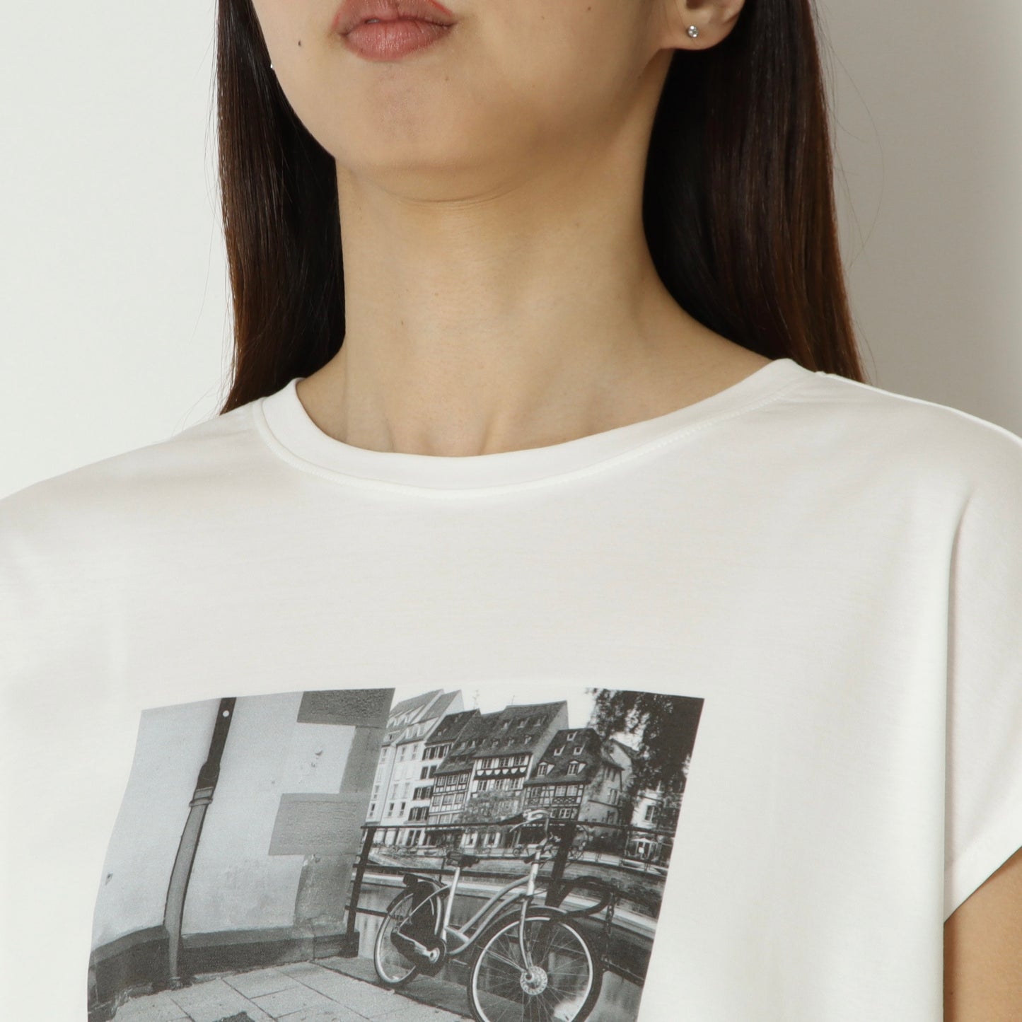 スムースコットンフォトプリントフレンチTシャツ　61035065