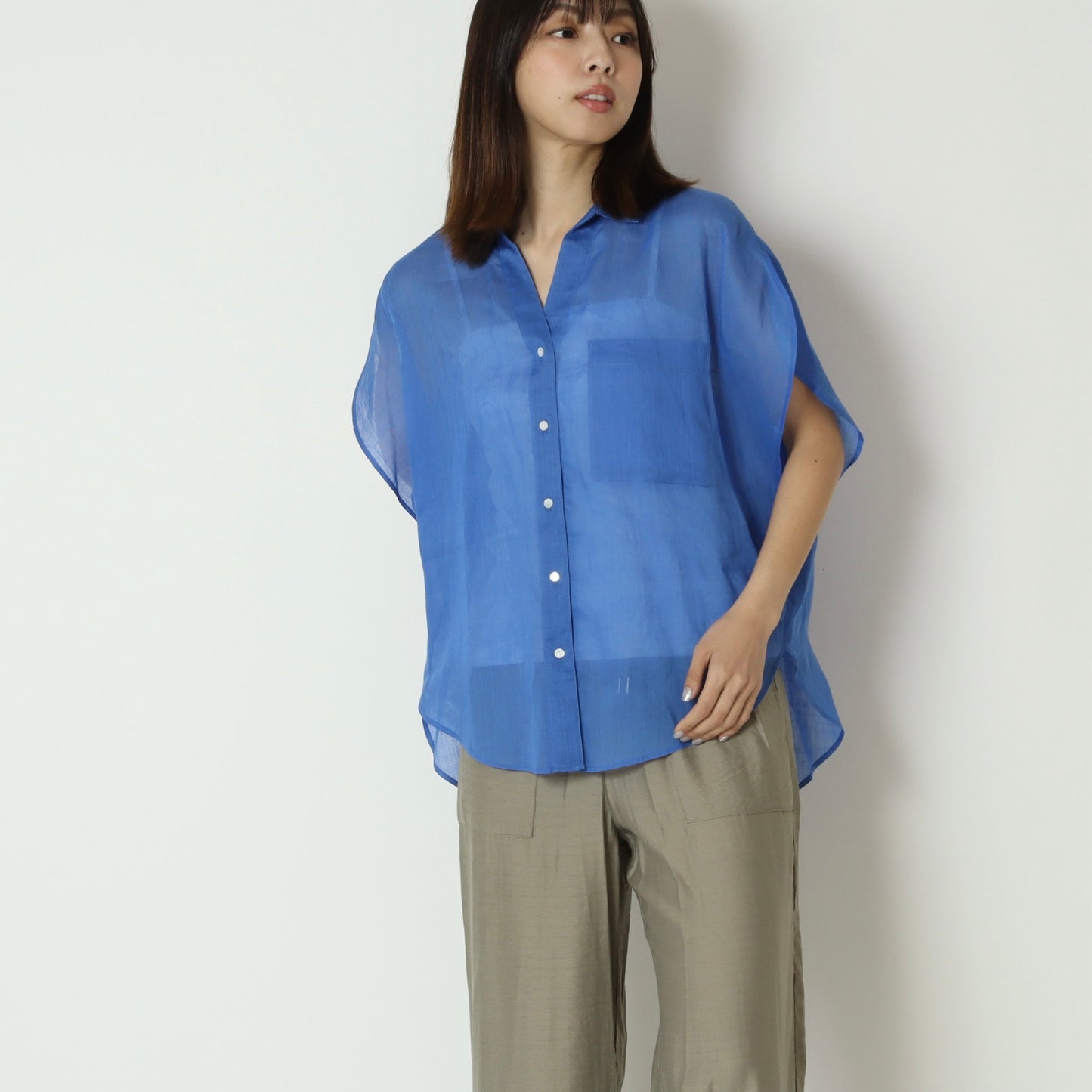 シアーリネンバックボタンスキッパーシャツ　61235051