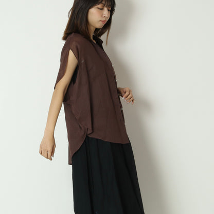 シアーリネンバックボタンスキッパーシャツ　61235051