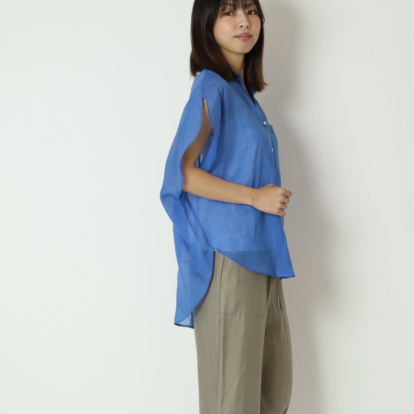 シアーリネンバックボタンスキッパーシャツ　61235051