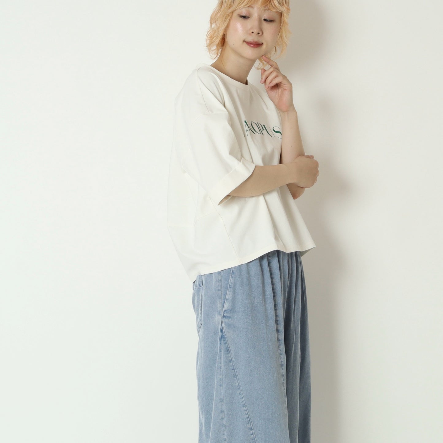 ナチュラルジャージーコクーンロゴTシャツ　61025197