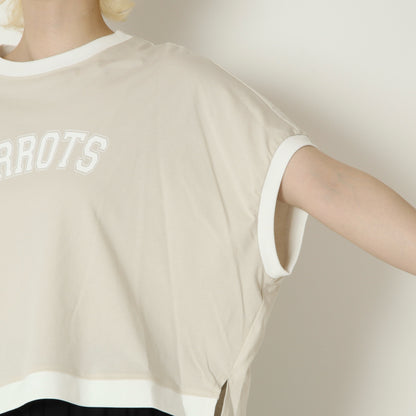 バイカラー袖リブロゴTシャツ　61025218
