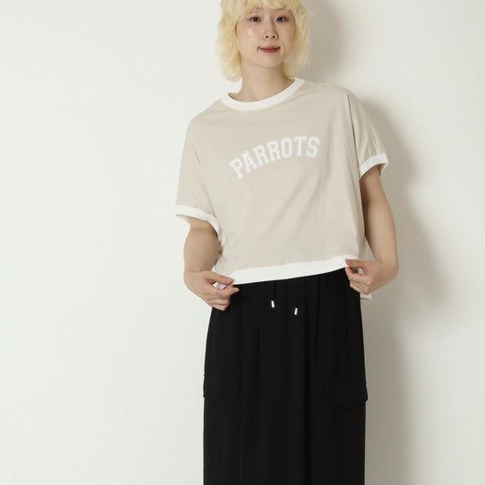 バイカラー袖リブロゴTシャツ　61025218