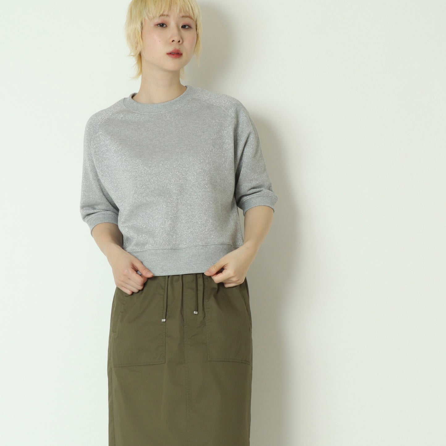 ラメブレンド裏毛ラグラントップス  16211