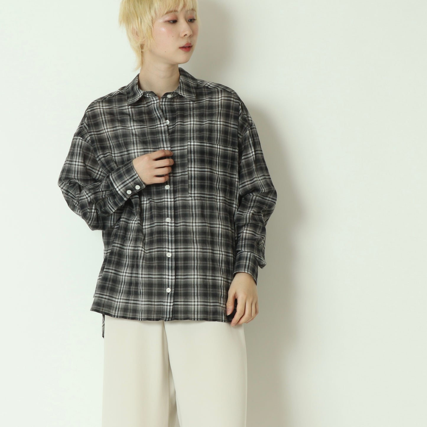 チェック柄シャツブラウス  24071