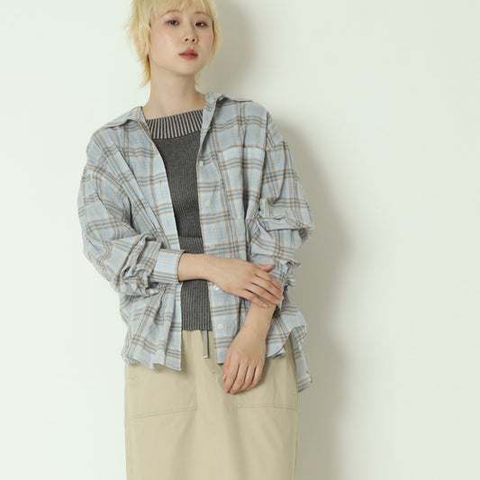 チェック柄シャツブラウス  24071