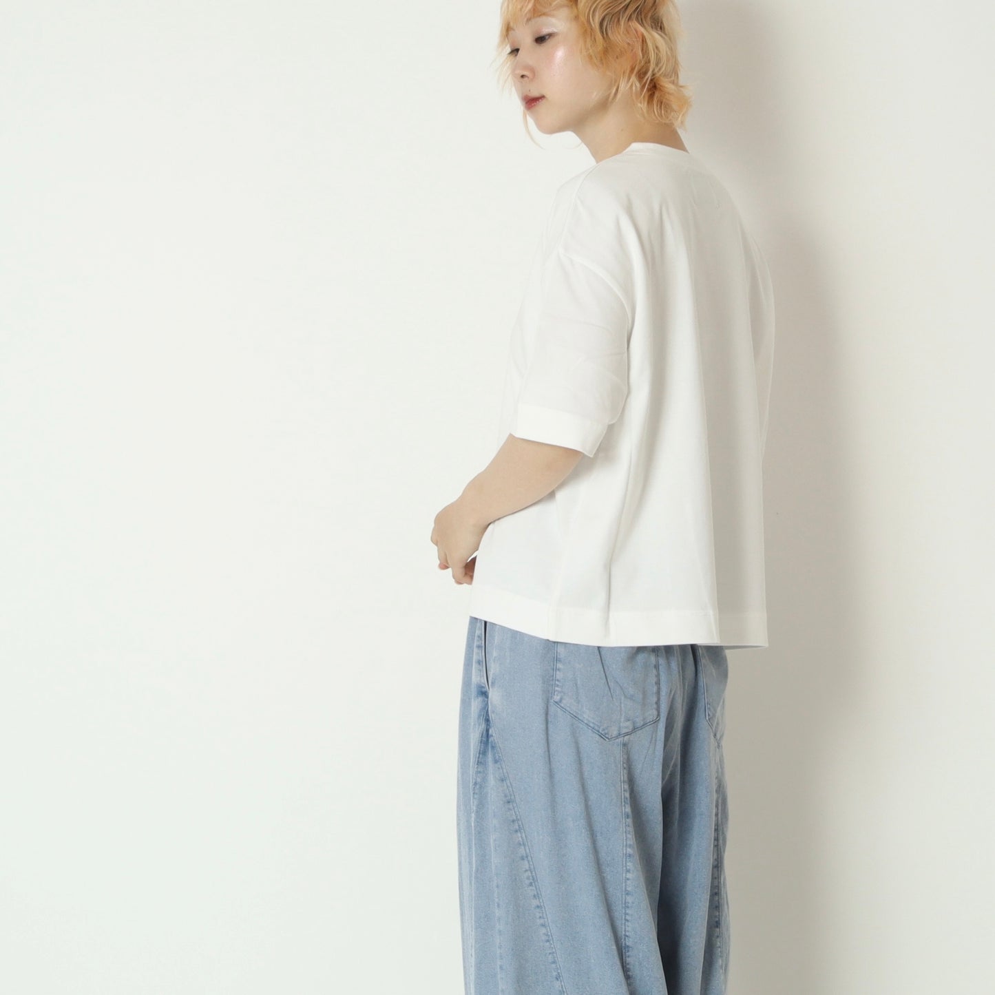 テープロゴ五分袖Tシャツ　14142