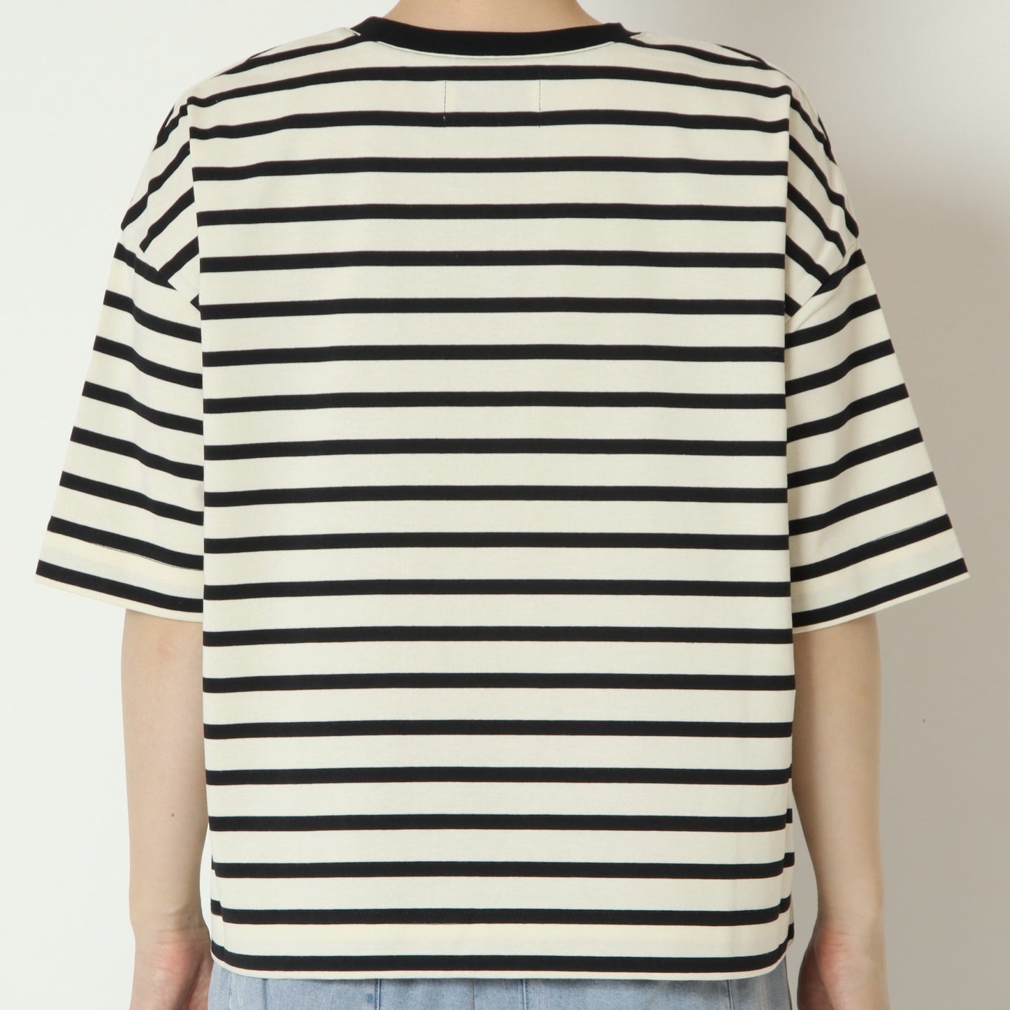 テープロゴボーダー五分袖Tシャツ　14144