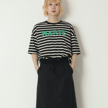 テープロゴボーダー五分袖Tシャツ　14144
