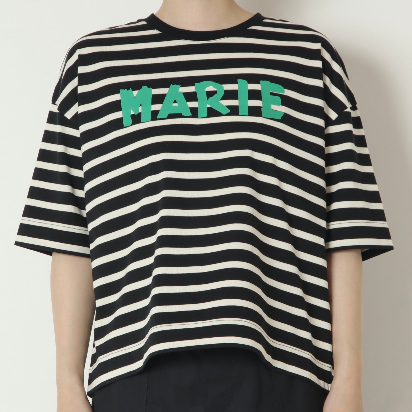 テープロゴボーダー五分袖Tシャツ　14144