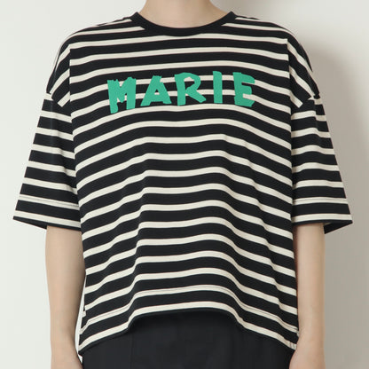 テープロゴボーダー五分袖Tシャツ　14144