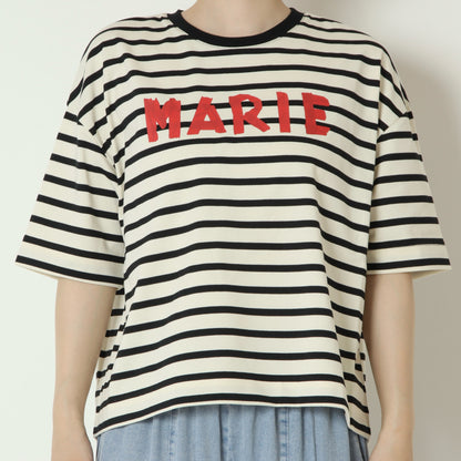 テープロゴボーダー五分袖Tシャツ　14144