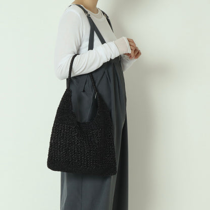 メタリックコード柄編みワンハンドルトート　100005550