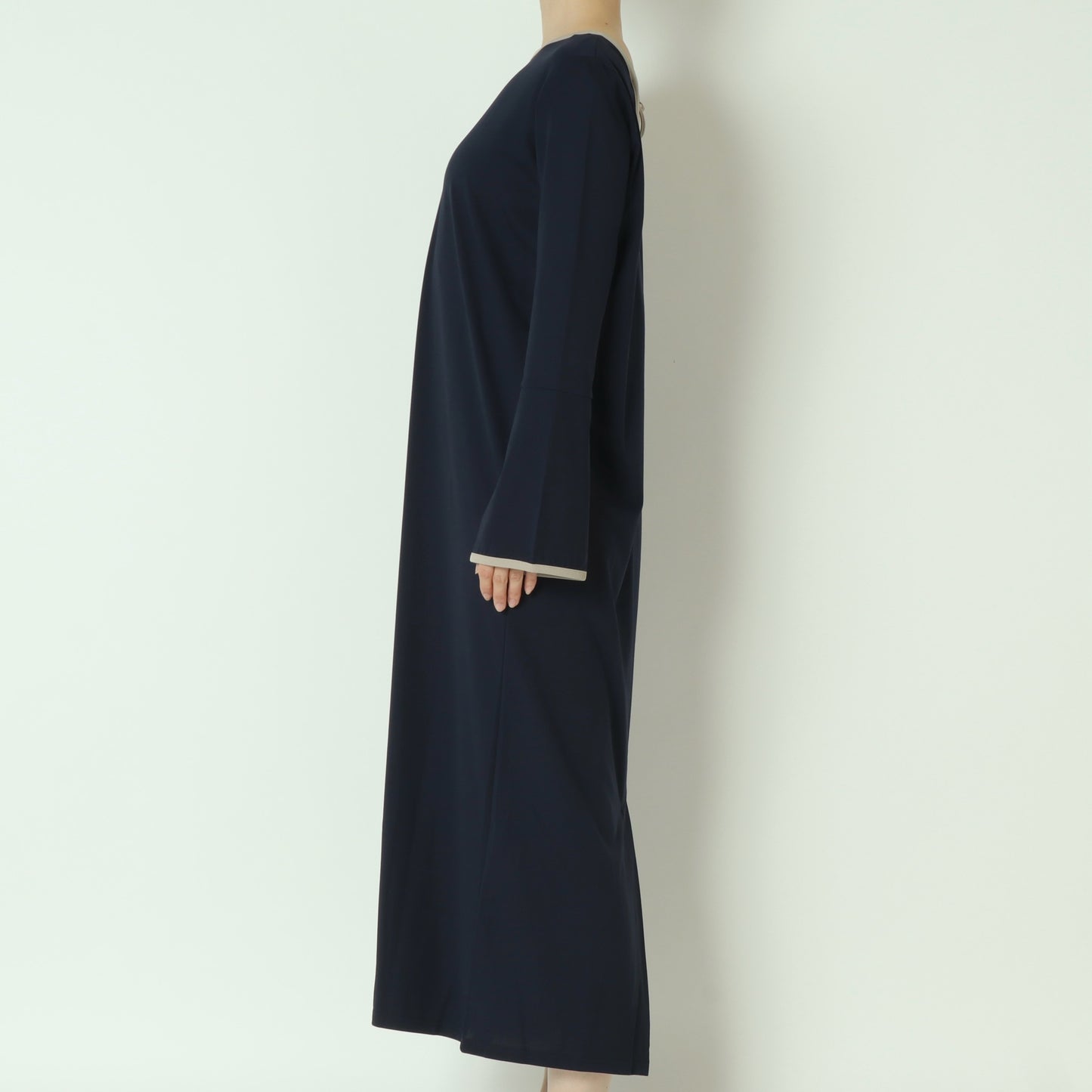 バイカラートリムストレートロングワンピース  783245