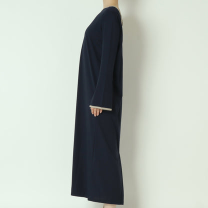 バイカラートリムストレートロングワンピース  783245