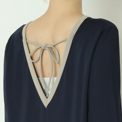 バイカラートリムストレートロングワンピース  783245