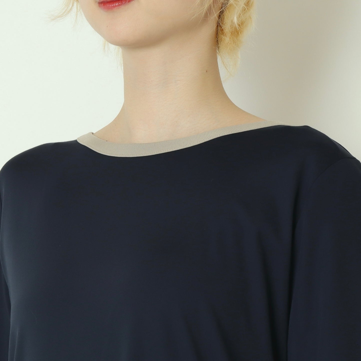 バイカラートリムストレートロングワンピース  783245