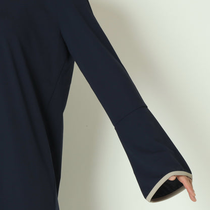 バイカラートリムストレートロングワンピース  783245