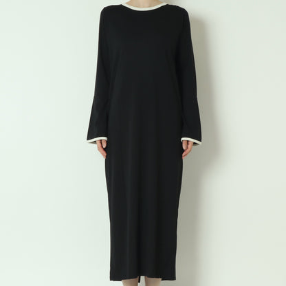 バイカラートリムストレートロングワンピース  783245