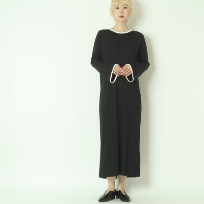 バイカラートリムストレートロングワンピース  783245