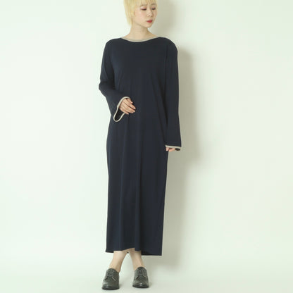 バイカラートリムストレートロングワンピース  783245