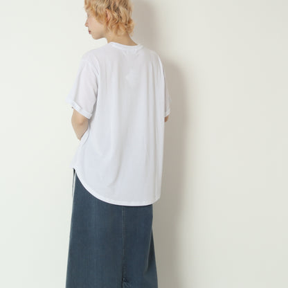 ロゴプリントラウンドヘムTシャツ　830308