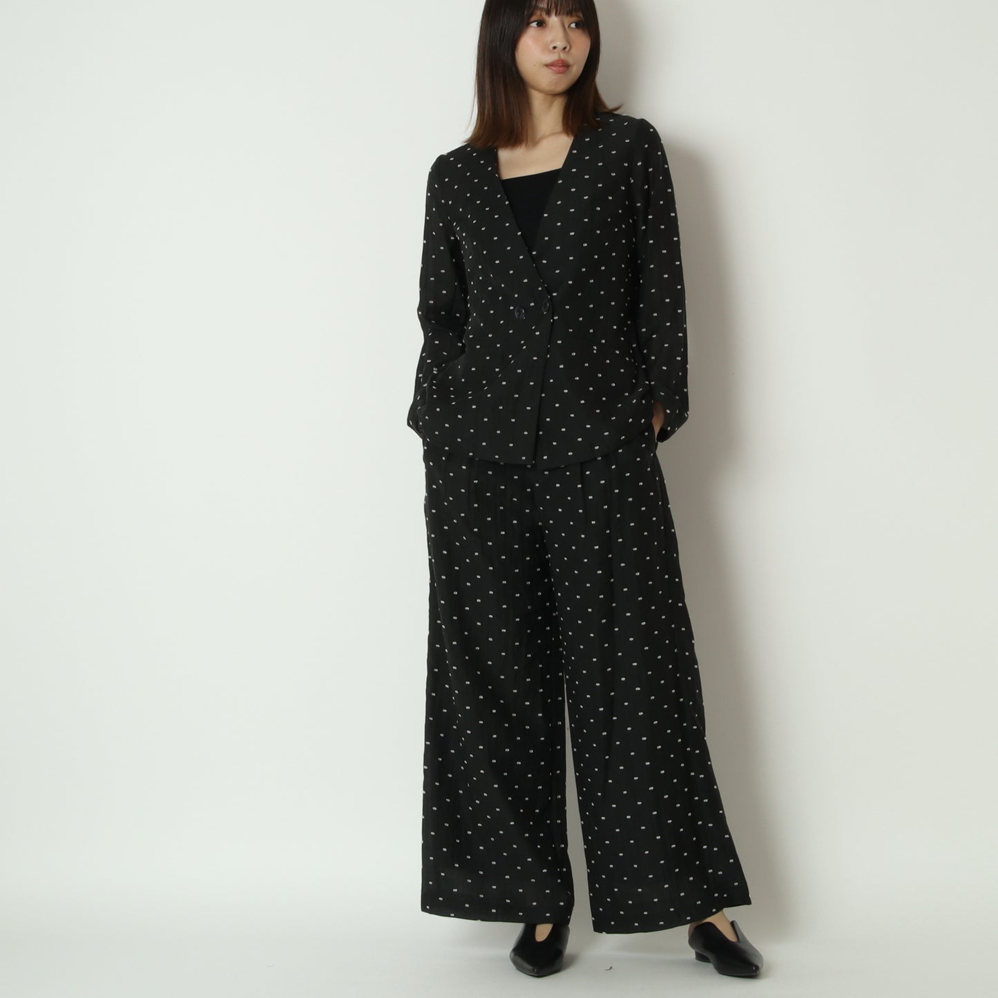 ノーカラーシアーダブルジャケット　FZ261004