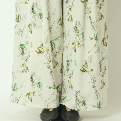デシンチューリップ柄イージーワイドパンツ　613910