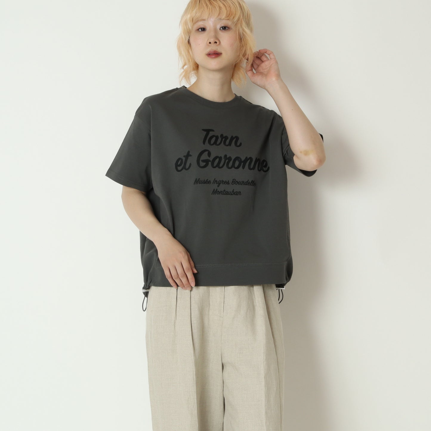 刺繍ロゴドロスト付きTシャツ　623972