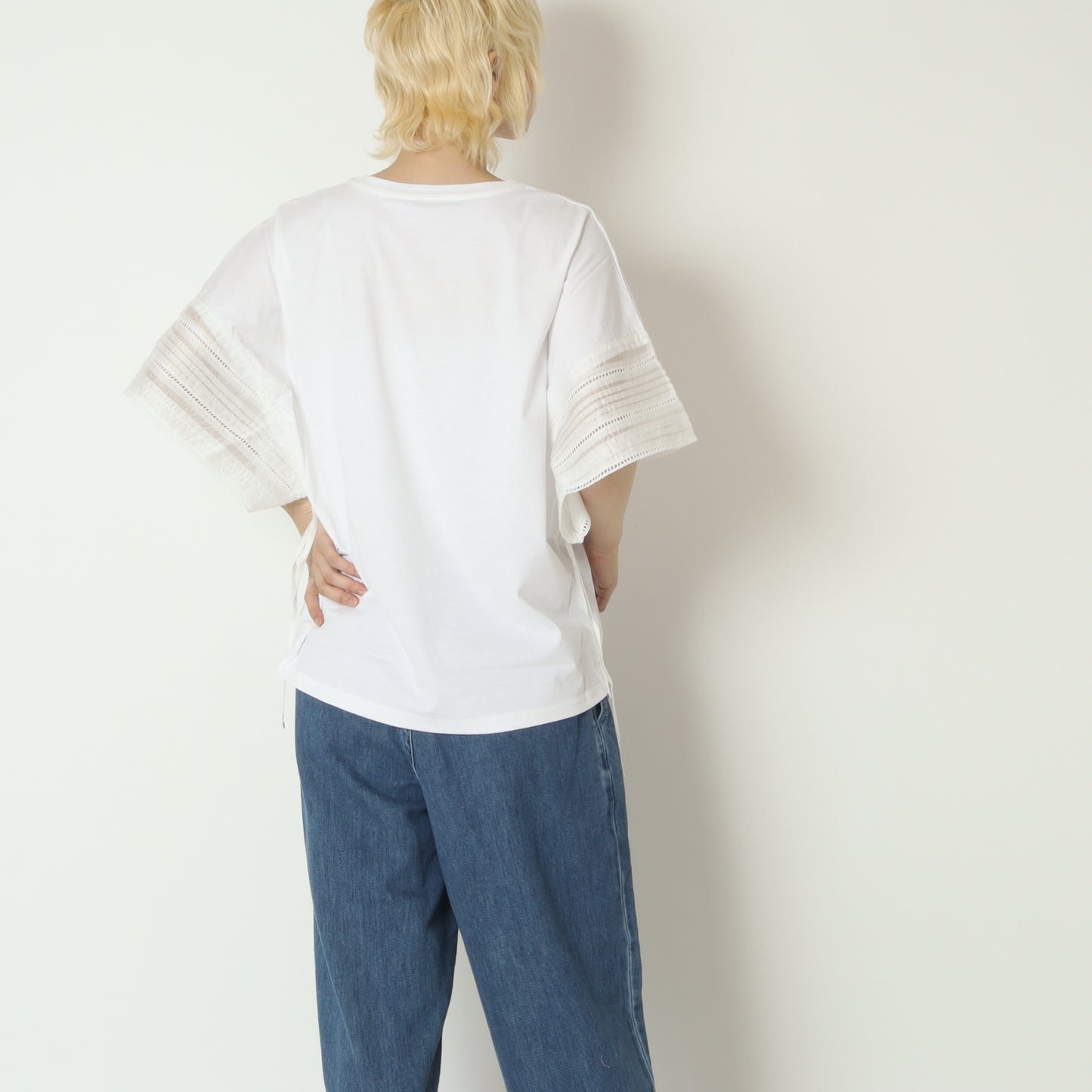 袖シャーリングドロストデザインTシャツ　743906