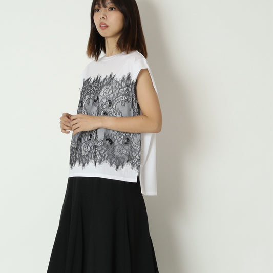 フロントレースタックフレンチTシャツ　633926