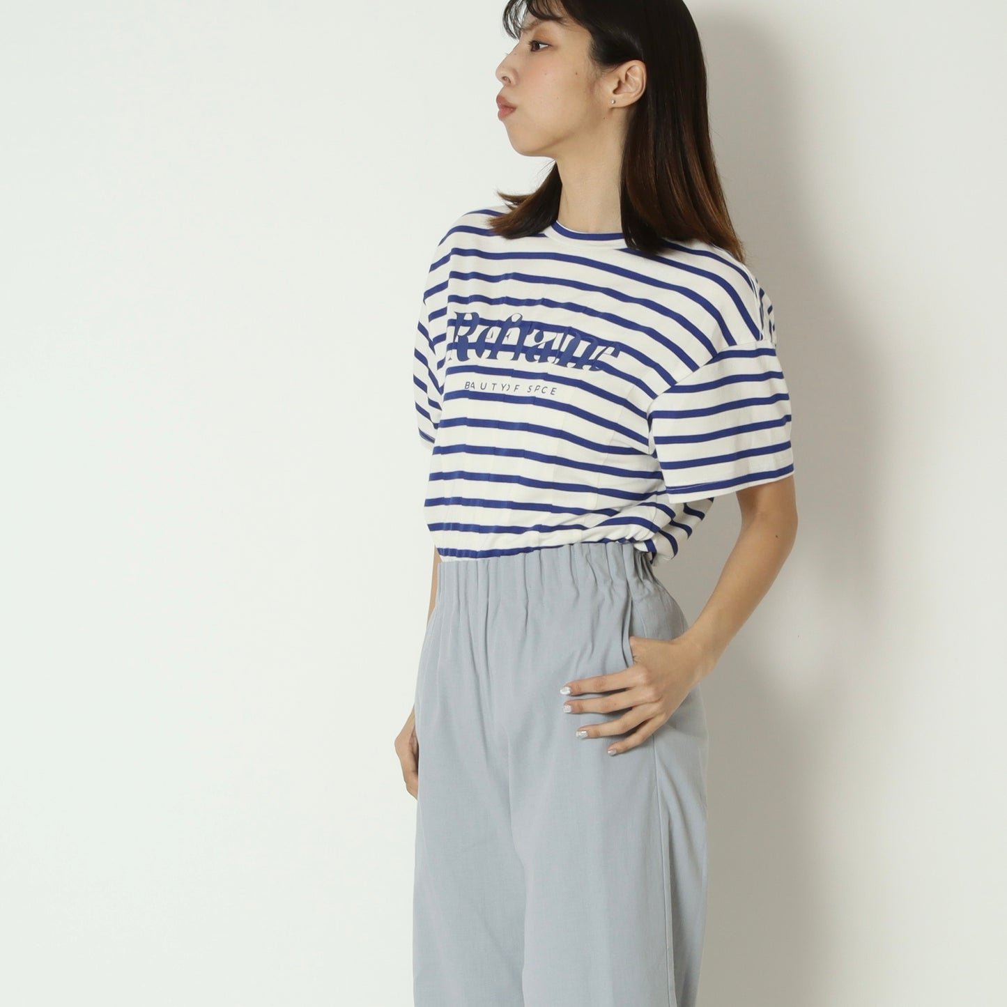 リフレイムボーダーロゴリラックスTシャツ　Ｈ526114