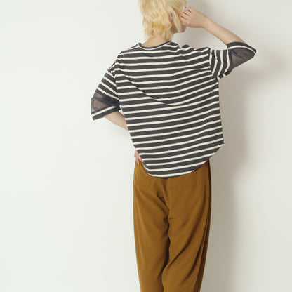 シアースリーブボーダーデザインTシャツ　H526124