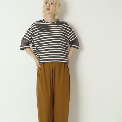 シアースリーブボーダーデザインTシャツ　H526124