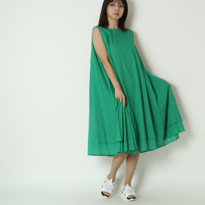 クルーネックダブルヘムロングワンピース　75708