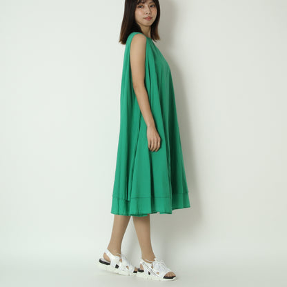 クルーネックダブルヘムロングワンピース　75708