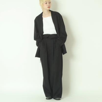 サスペンダーデザインハイウエストワイドサロペットパンツ 23810503