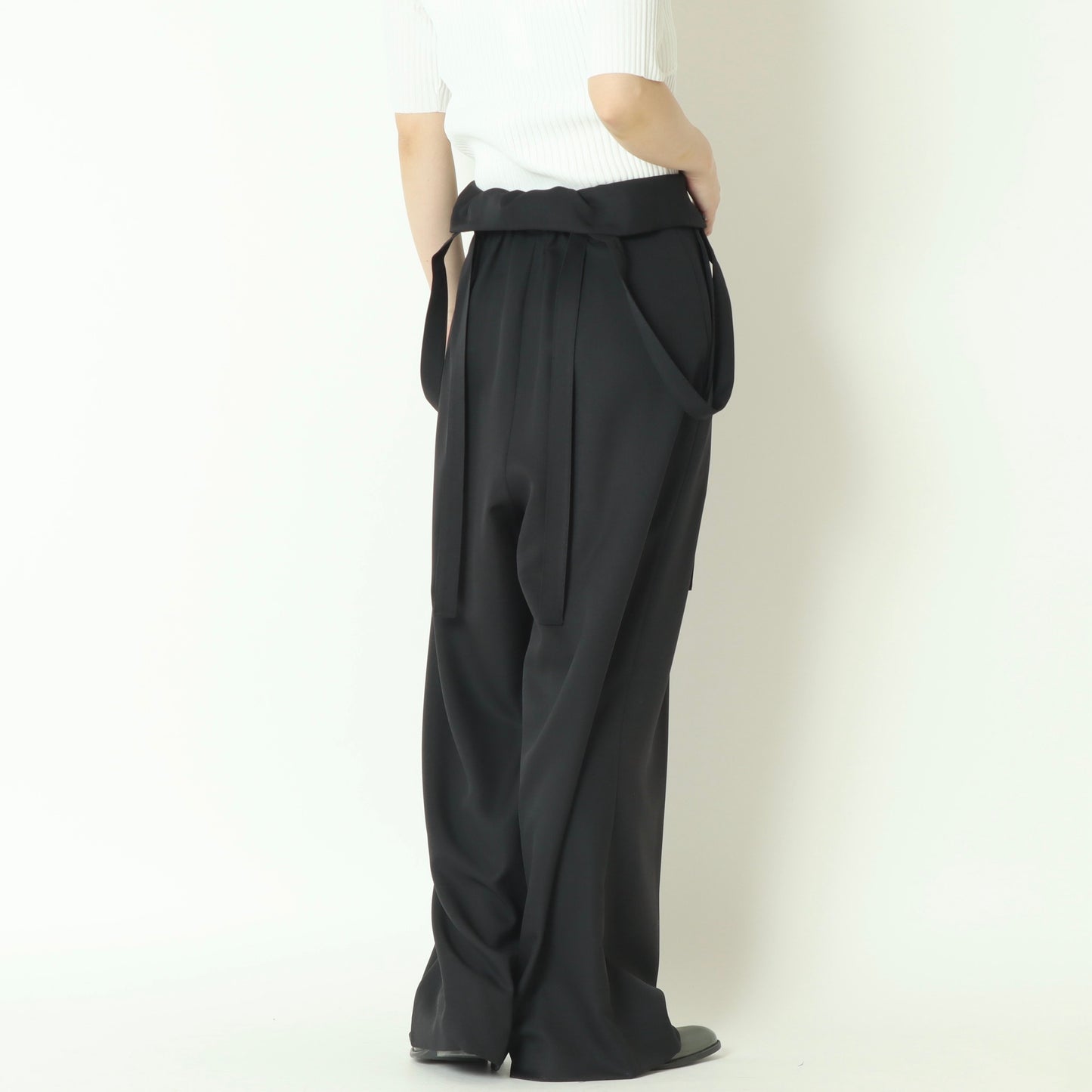 サスペンダーデザインハイウエストワイドサロペットパンツ 23810503