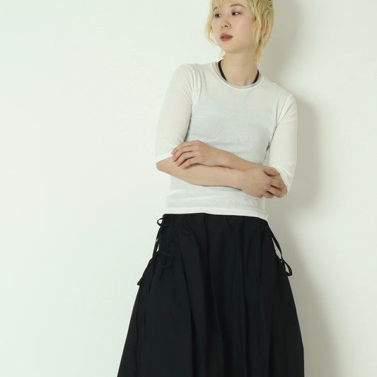 バックスリット7分袖カットソー　23810702