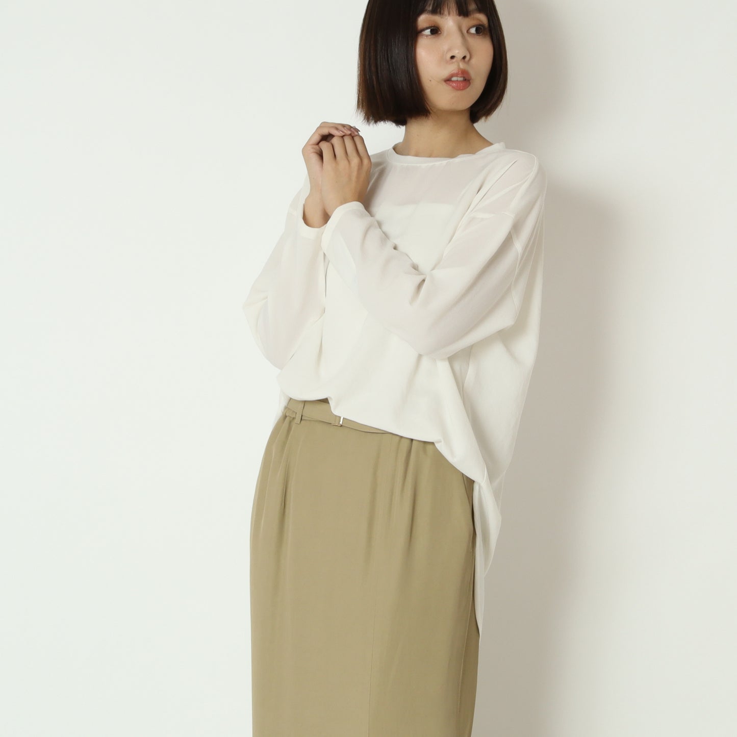 ストレッチシフォンブラウス 80990214-1