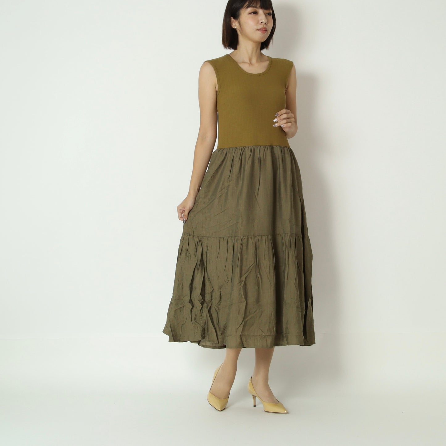 異素材ドッキングティアードワンピース　DR2620014