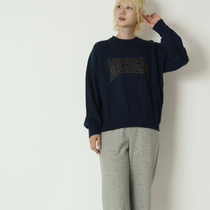クルーネックリブプリントスウェット　8651005